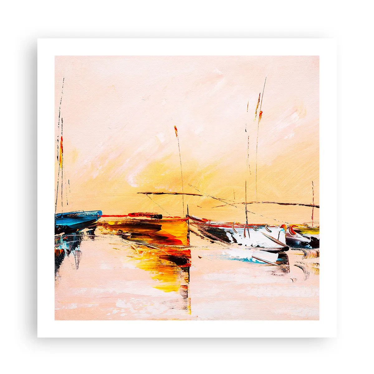 Poster - Avond in de jachthaven - 60x60 cm