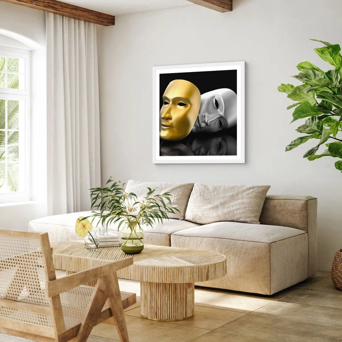 Poster in een witte lijst - Het leven is theater - 40x40 cm