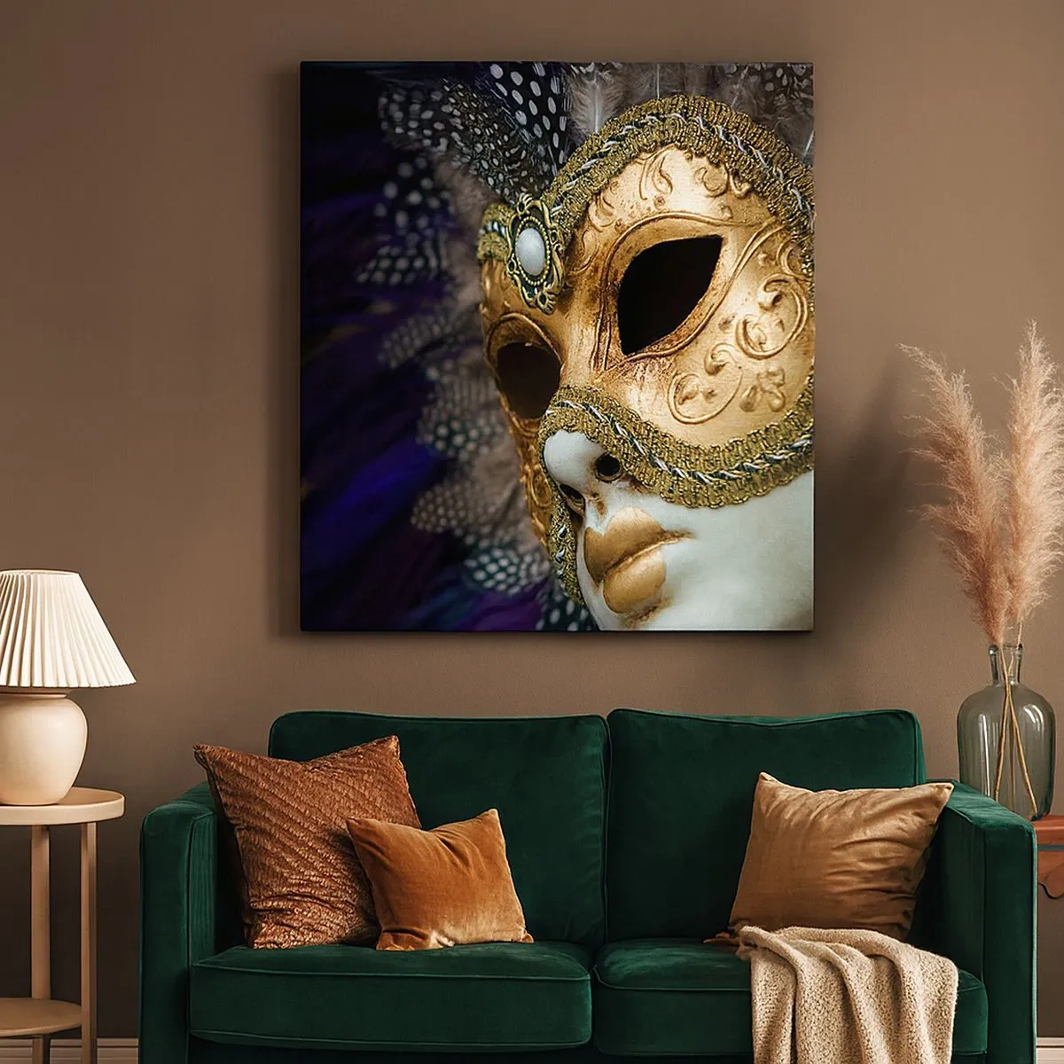 Schilderen op canvas - Venetiaans portret in goud - 30x30 cm