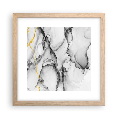 Een poster in een licht eiken lijst - Compositie met een gouden motief - 30x30 cm