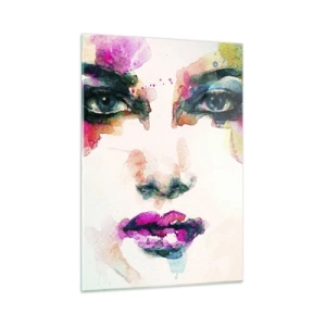 Schilderen op glas - Een portret geschilderd met een regenboog - 50x70 cm
