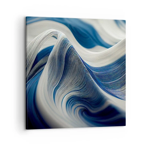 Schilderen op canvas - De vloeibaarheid van blauw en wit - 60x60 cm
