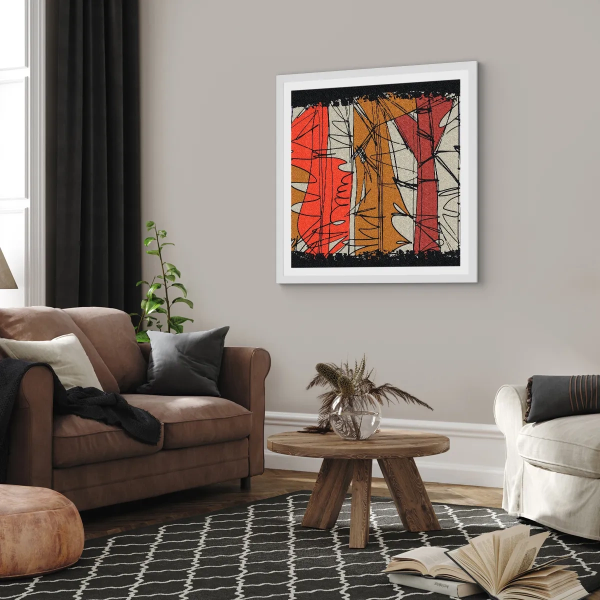 Poster in een witte lijst - Spontane compositie - 50x50 cm