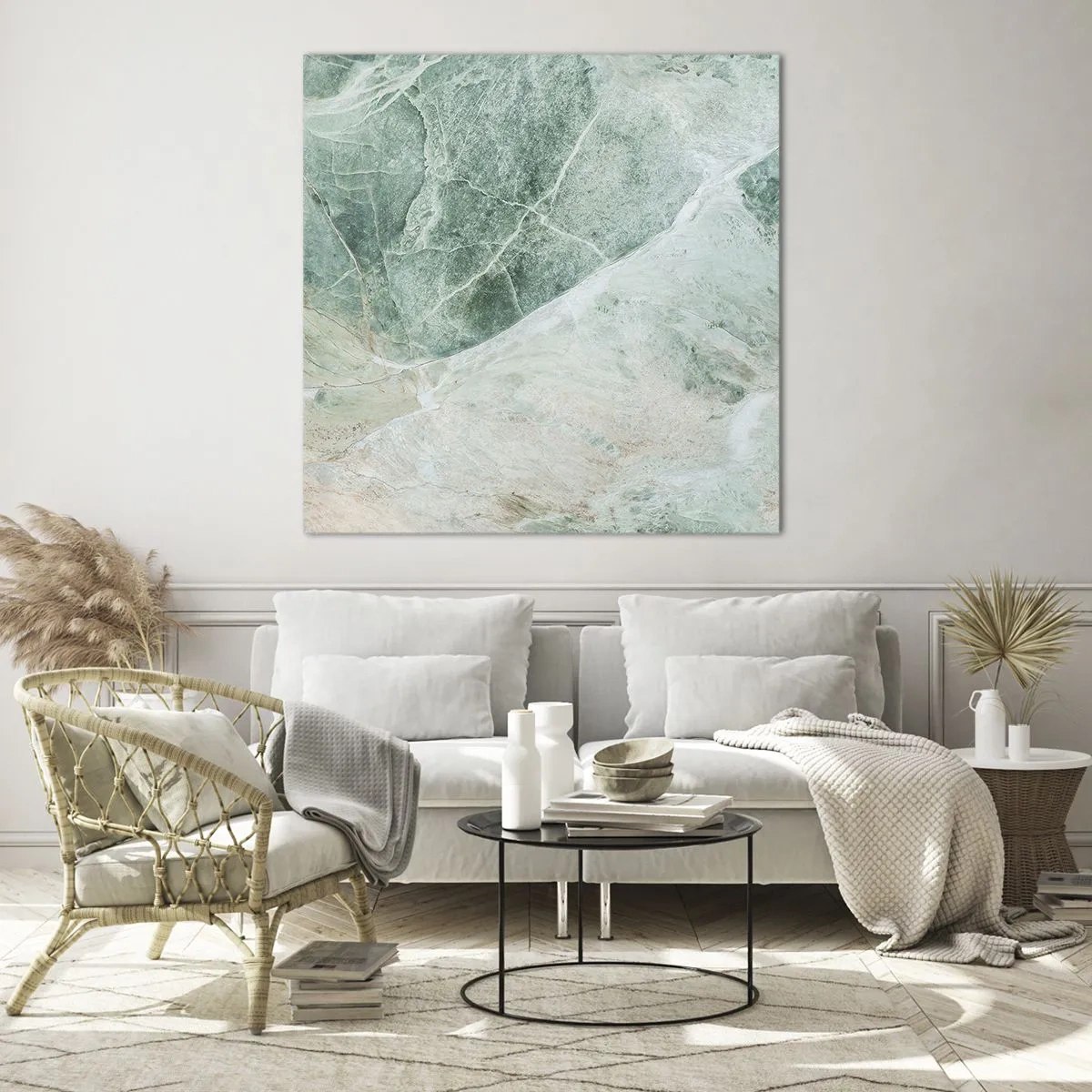 Schilderen op glas - De nobele kou van steen - 70x70 cm
