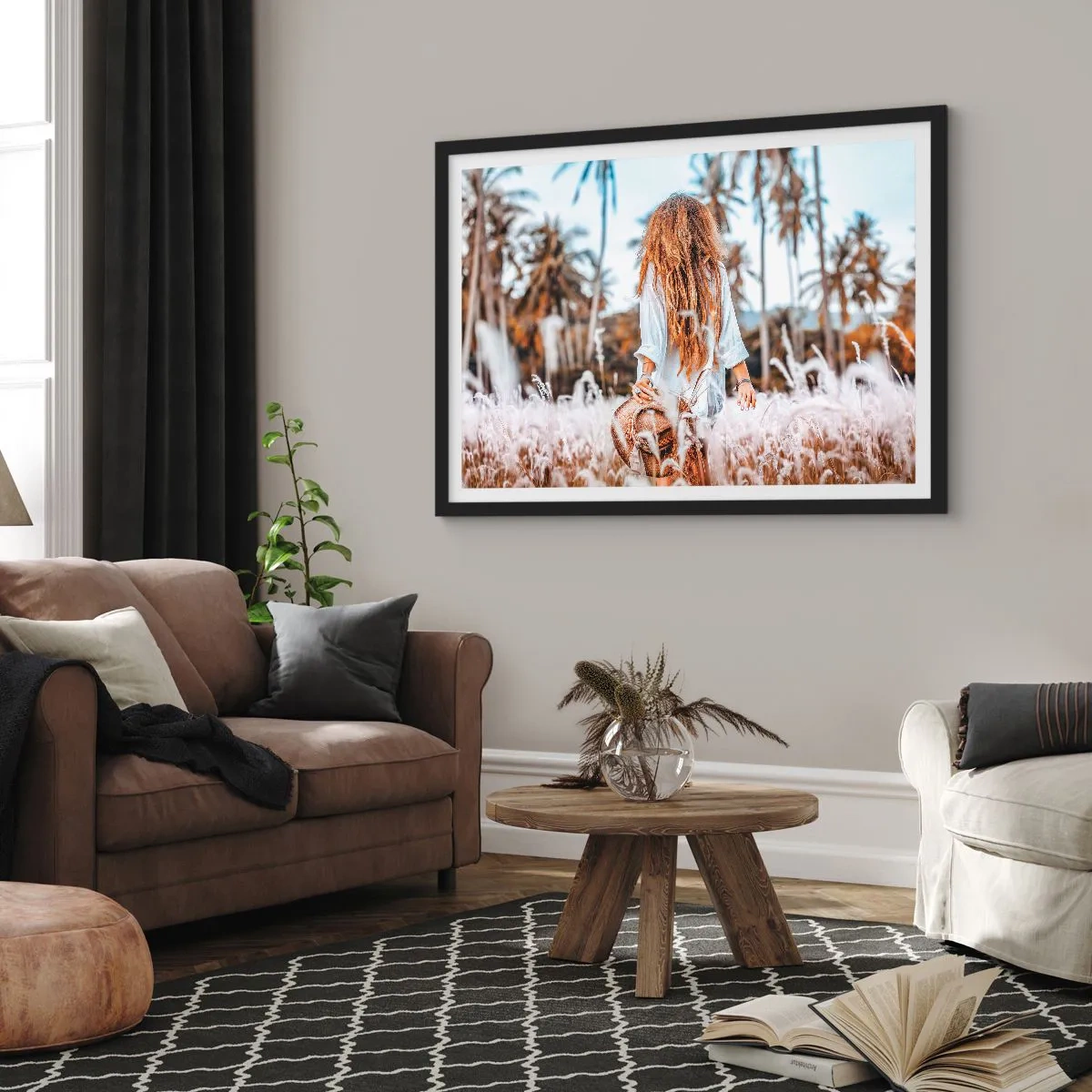 Poster in een zwarte lijst - Geboren uit graspluis - 70x50 cm