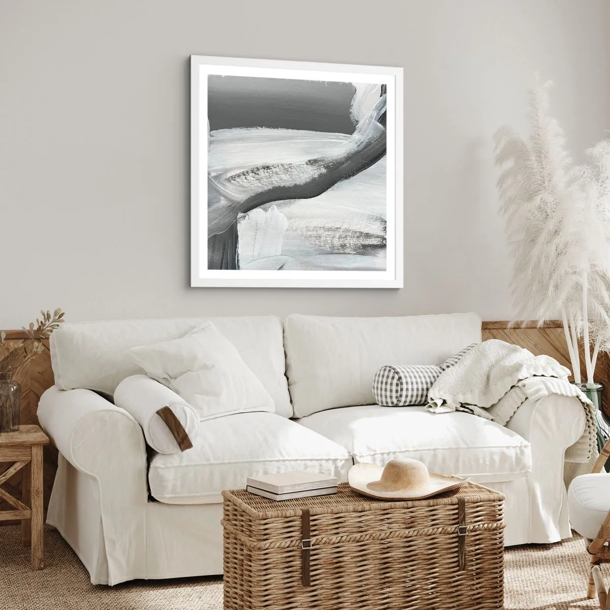 Poster in een witte lijst - Een beslissende beweging - 50x50 cm