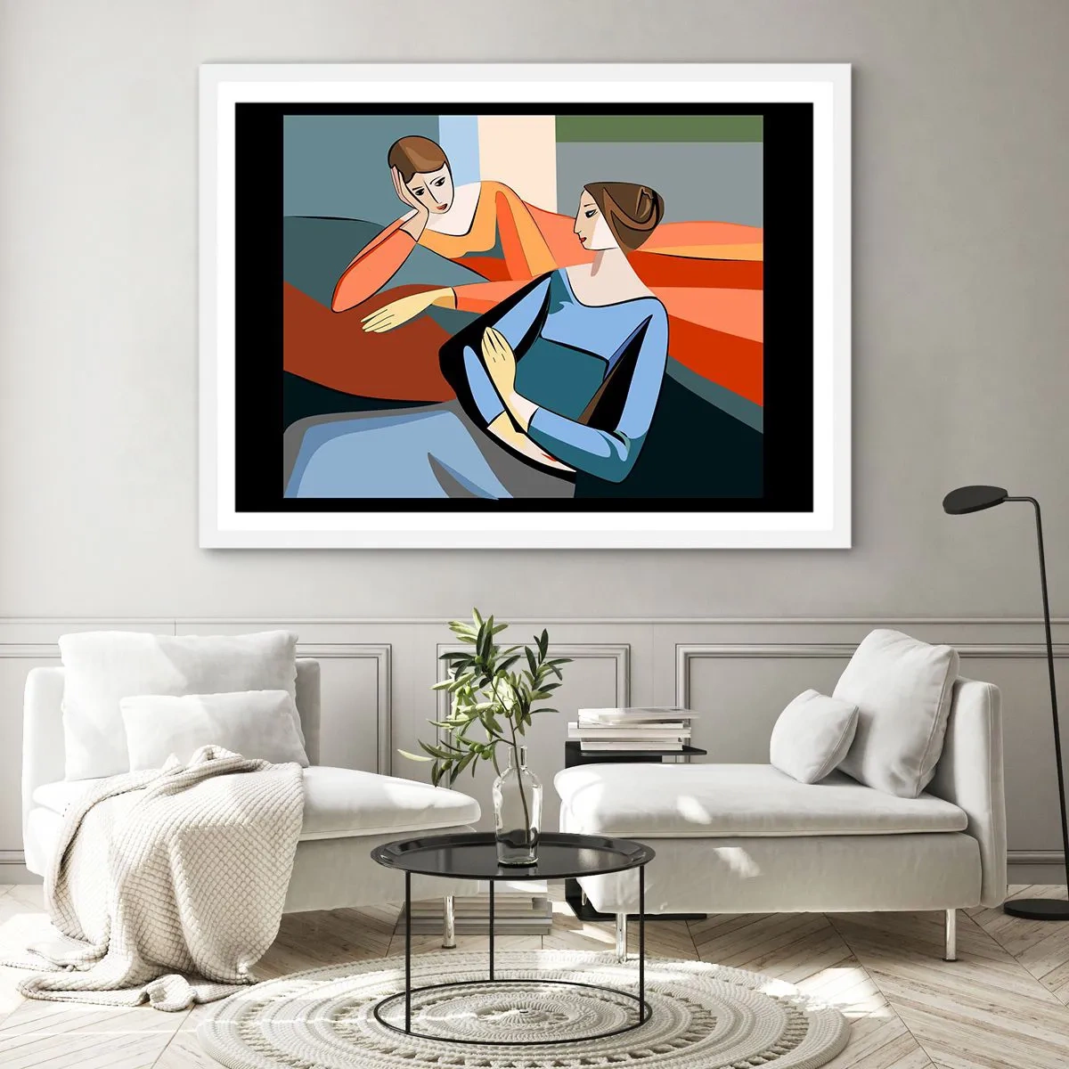 Poster in een witte lijst - Een moment van vertrouwen - 50x40 cm