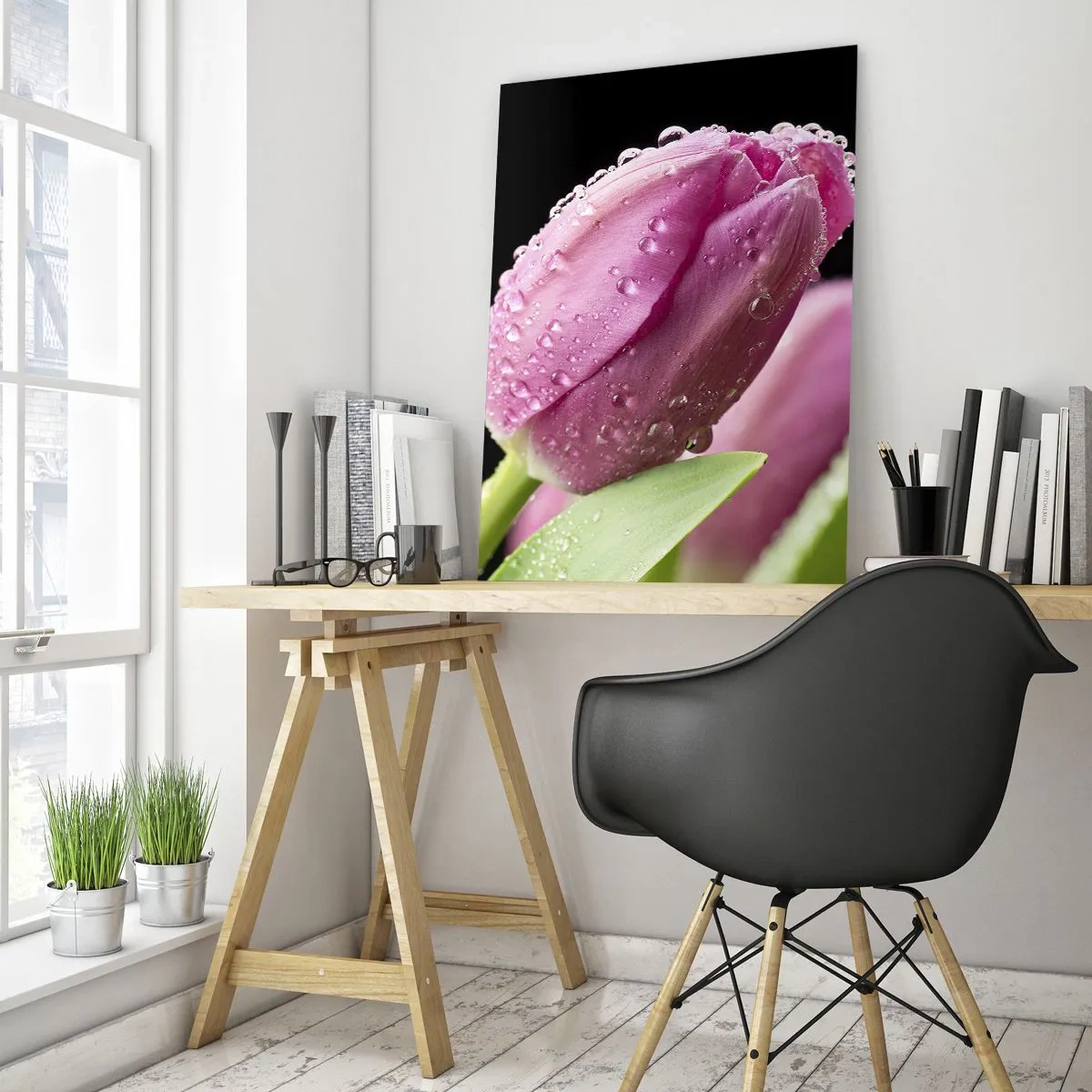 Schilderen op glas - Lila droom in dauw - 50x70 cm