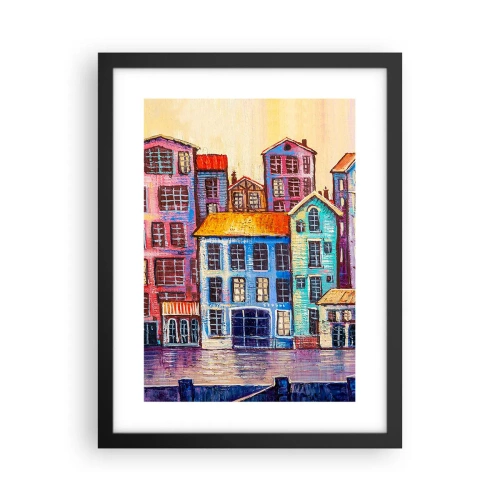 Poster in een zwarte lijst - Een stad als uit een sprookje - 30x40 cm