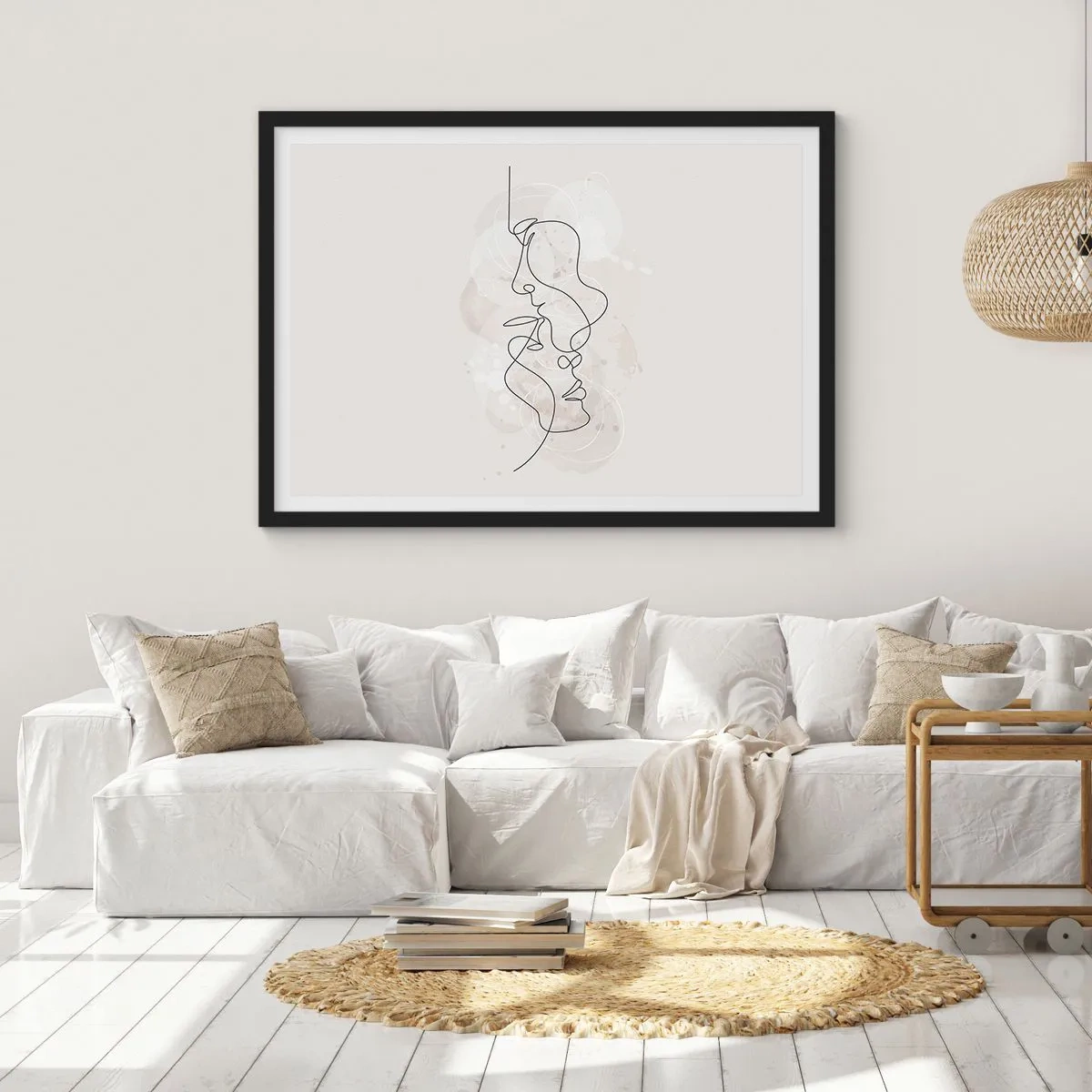 Poster in een zwarte lijst - Verstrikt in een omhelzing - 50x40 cm