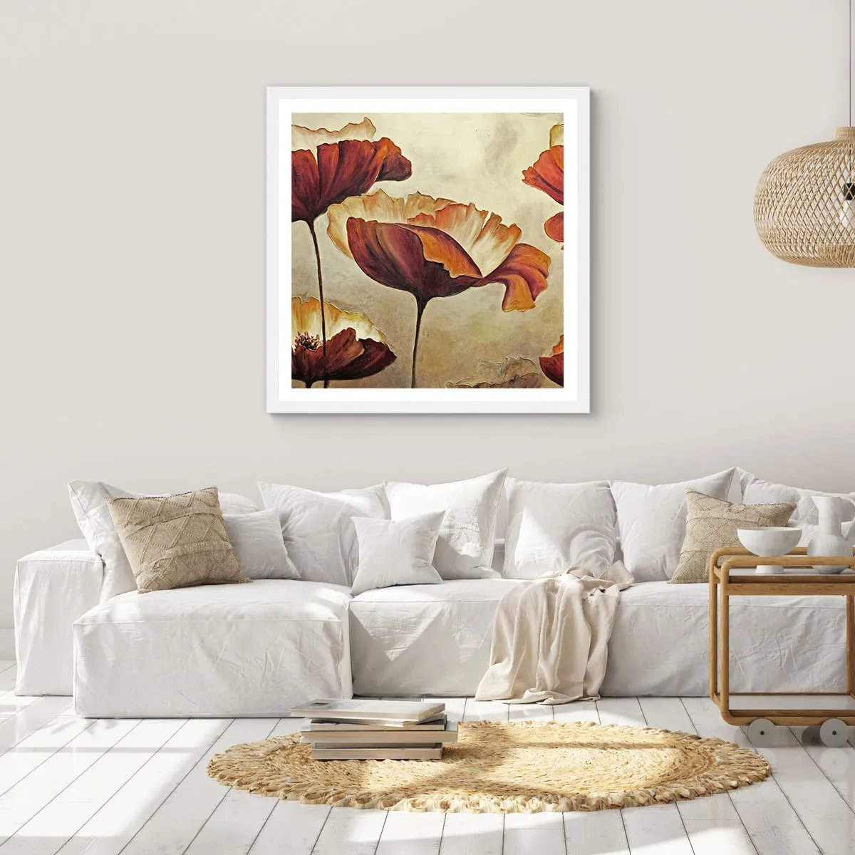 Poster in een witte lijst - Golvend weiland - 30x30 cm