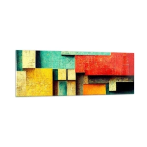 Schilderen op glas - Festival van rechte hoeken - 90x30 cm
