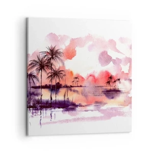 Schilderen op canvas - De rust van de tropen in het rood - 50x50 cm