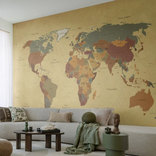 Fotobehang Premium Canvas - Voor jou - de hele wereld - Wereldkaart, Continenten, Reizen - 300x210 cm