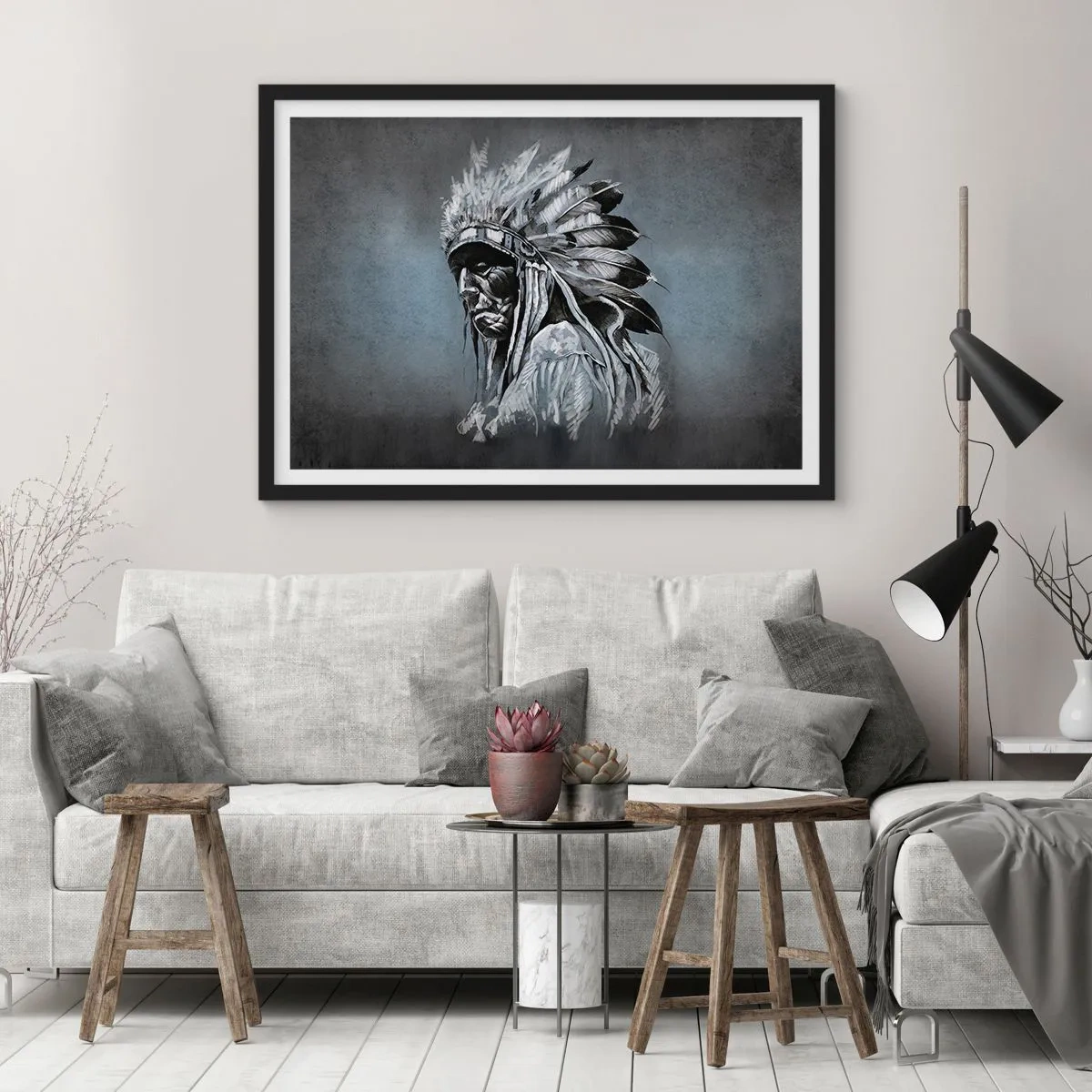 Poster in een zwarte lijst - Keer terug naar de wortels - 100x70 cm