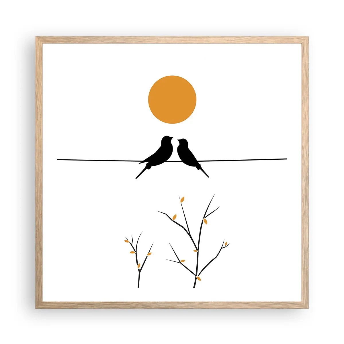 Een poster in een licht eiken lijst - Nachtegalen avond - 60x60 cm