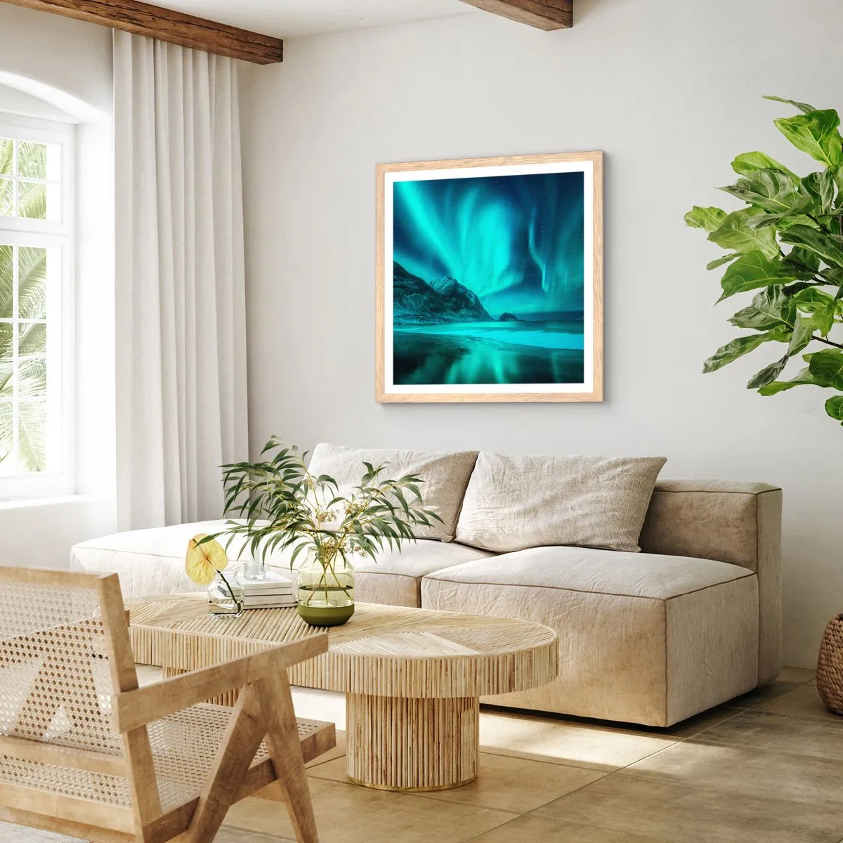 Een poster in een licht eiken lijst - Wonderen van het Noorden - 40x40 cm