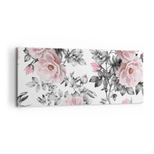 Schilderen op canvas - Verdwalen in de bloemen van de rozen - 100x40 cm