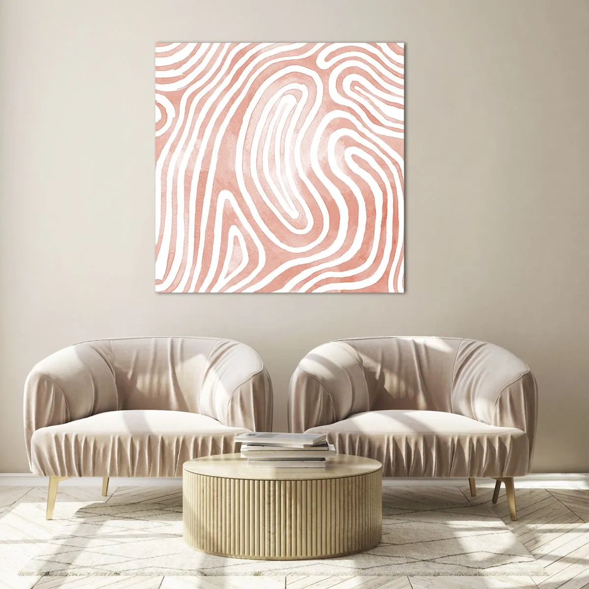 Schilderen op glas - In het koraallabyrint - 70x70 cm