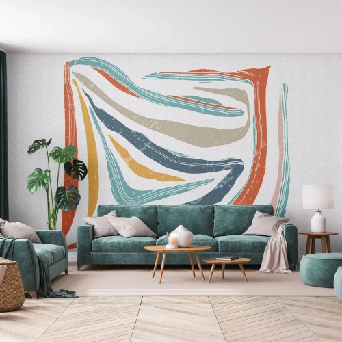 Fotobehang Standard Eco - Abstractie met een vriendelijke glimlach - Boho, Deel, Modern - 200x140 cm