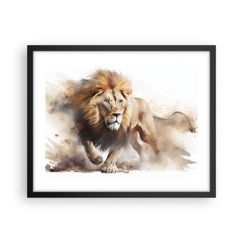 Poster in een zwarte lijst - De koning vertrekt - 50x40 cm