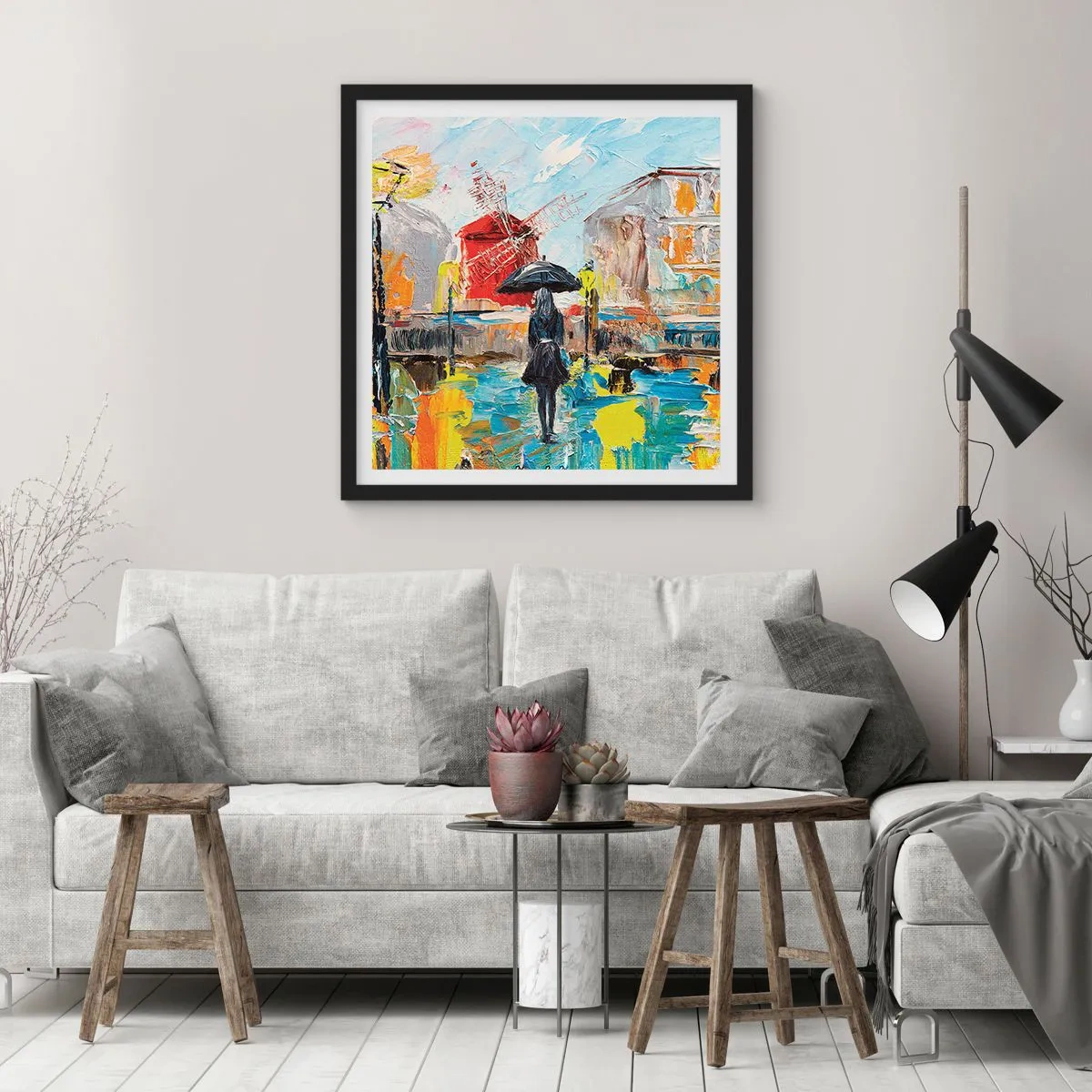 Poster in een zwarte lijst - Parijse legendes - 60x60 cm