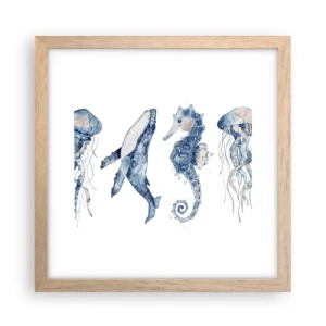 Een poster in een licht eiken lijst - Zee wonderen - 30x30 cm