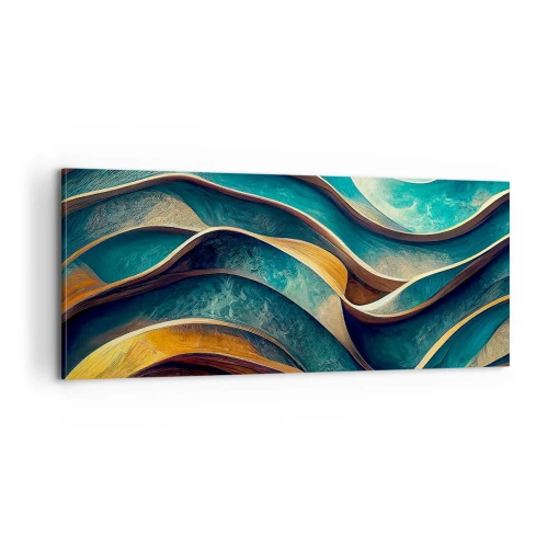 Schilderen op canvas - Meanders van blauw - 100x40 cm