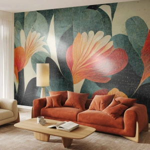 Fotobehang Premium Sand - De hitte van de tropen en de koelte van het groen - Plantkunde, Boho, Grunge - 400x280 cm
