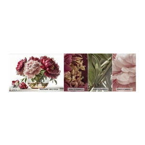 Fotobehang Monster Premium Canvas - In volle bloei van schoonheid - Boeket bloemen, Vaas, Pioenen - 100x30 cm