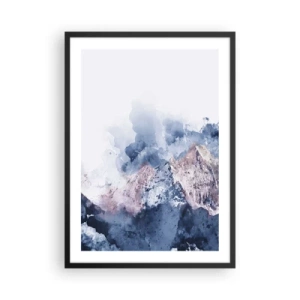 Poster in een zwarte lijst - Abstracte bergen in tinten blauw - 50x70cm - Dit zijn de toppers! - Moderne wanddecoratie voor woonkamer en slaapkamer ARTTOR
