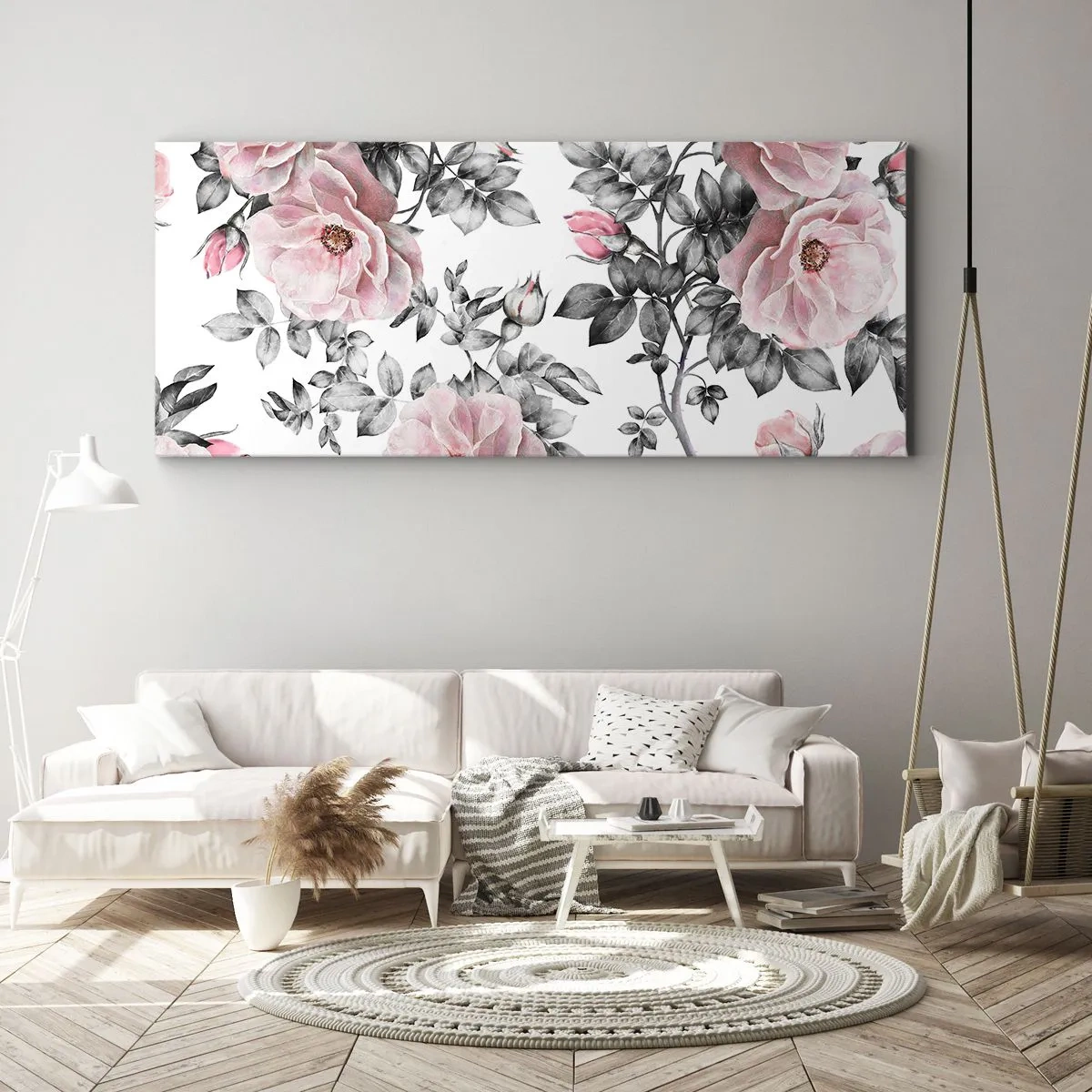 Schilderen op canvas - Verdwalen in de bloemen van de rozen - 120x50 cm