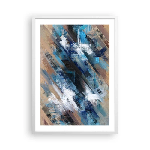 Poster in een witte lijst - Op een blauwe diagonaal - 50x70 cm