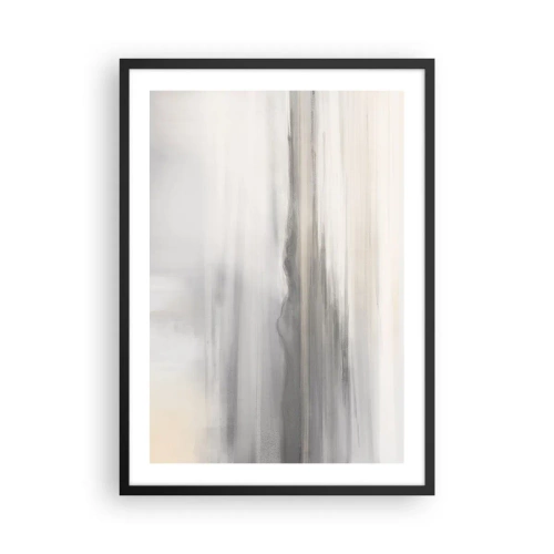 Poster in een zwarte lijst - Subtiele verticale strepen in tinten grijs en beige - 50x70cm - Afstand in reflectie - Moderne wanddecoratie voor woonkamer en slaapkamer ARTTOR