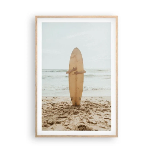 Een poster in een licht eiken lijst - Uit liefde voor golven - 61x91 cm