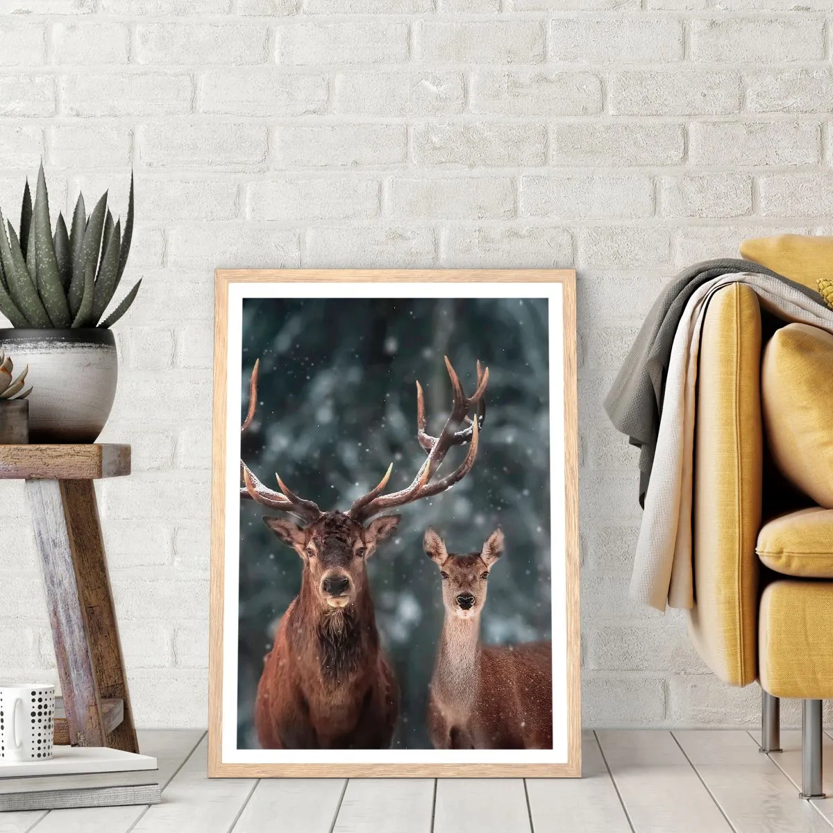 Een poster in een licht eiken lijst - Heer van het bos met zijn vrouw - 30x40 cm