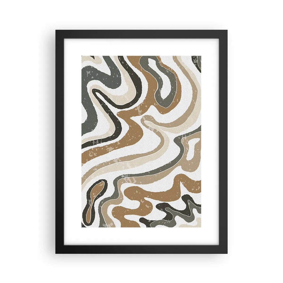 Poster in een zwarte lijst - Meanders van aardekleuren - 30x40 cm