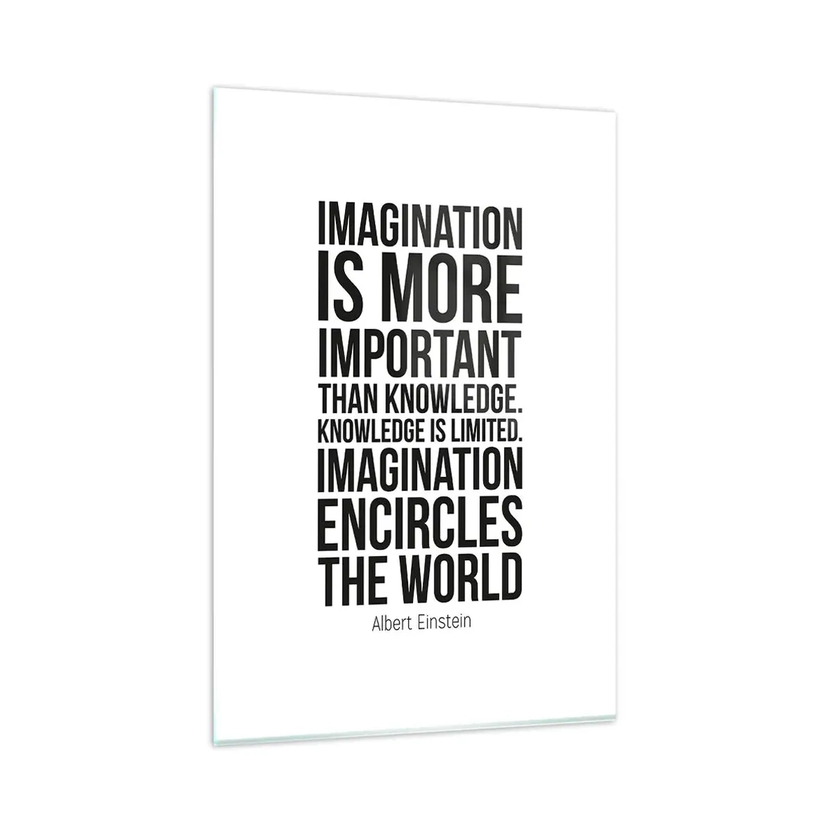 Schilderen op glas - Einstein over de kracht van verbeelding - 80x120 cm