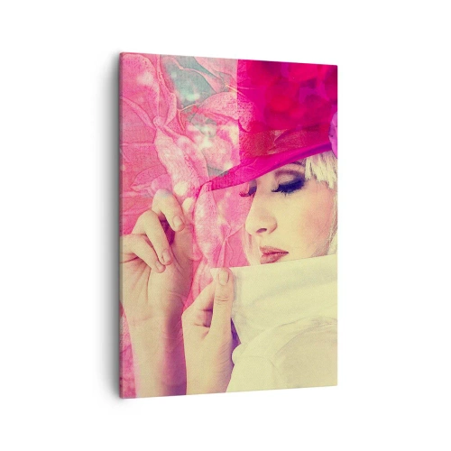 Schilderen op canvas - Retro portret in een roze mist - 50x70 cm