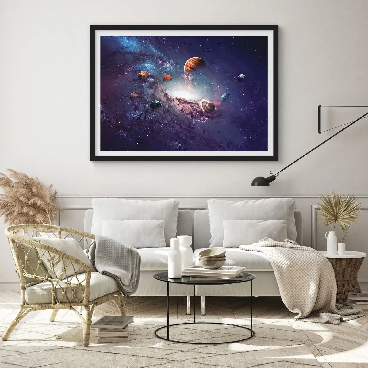 Poster in een zwarte lijst - Zonne-dans systeem - 91x61 cm