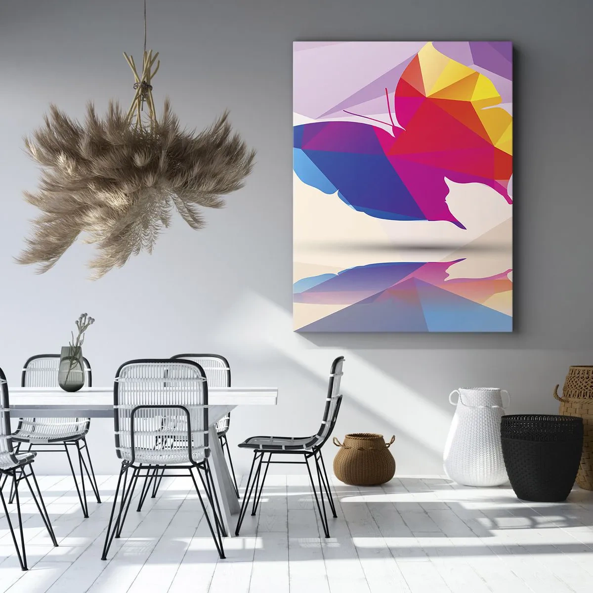 Schilderen op canvas - Vlinder regenboog - 45x80 cm