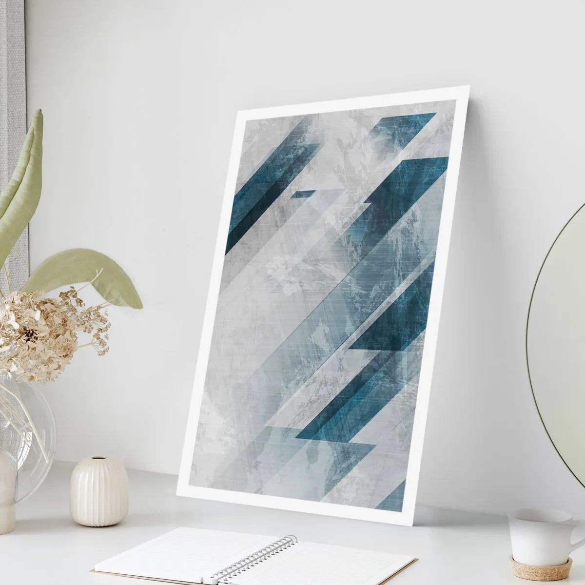 Poster - Ruimtelijke compositie - grijze beweging - 70x100 cm
