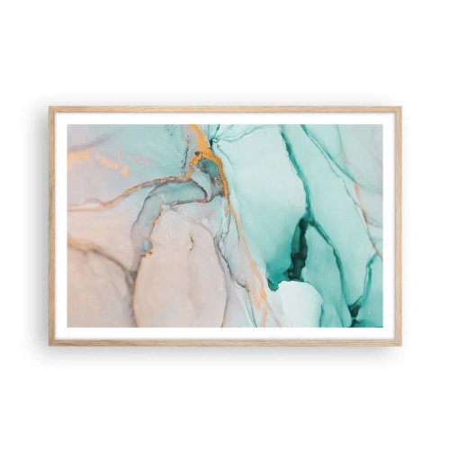 Een poster in een licht eiken lijst - Een dans van vormen en kleuren - 91x61 cm