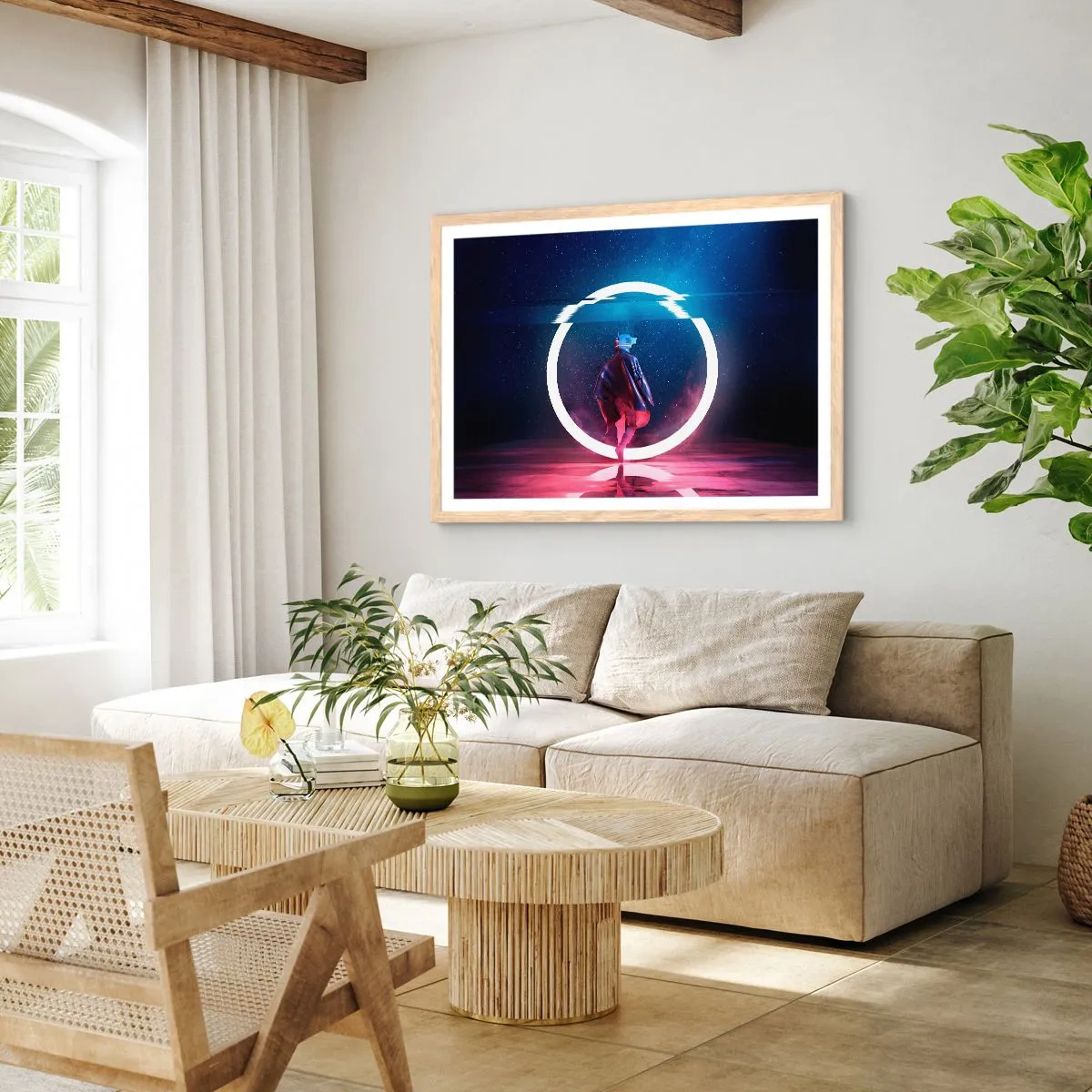 Een poster in een licht eiken lijst - Tussen werelden - 50x40 cm