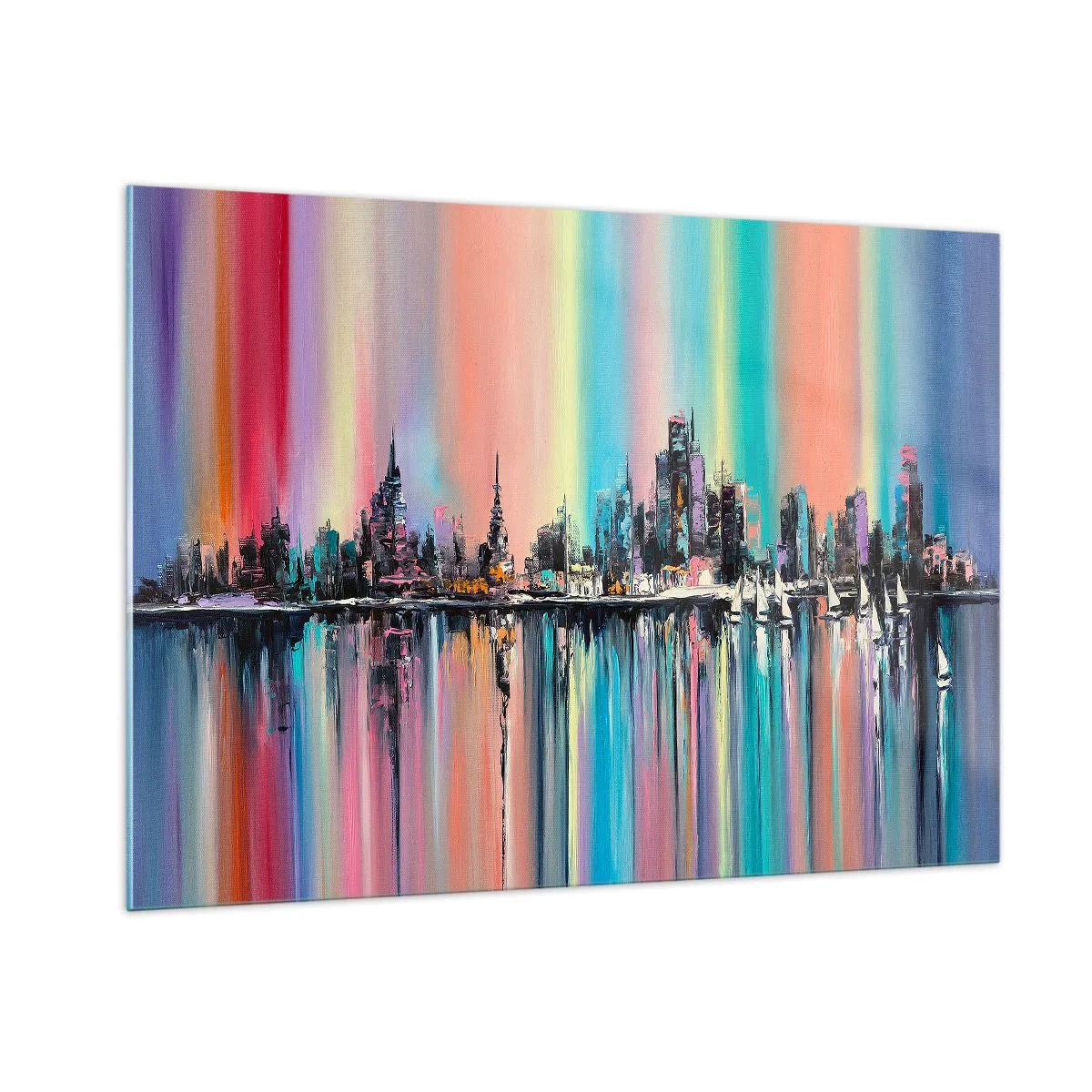 Schilderen op glas - Om in het licht van de nacht te vallen - 100x70 cm