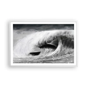 Poster in een witte lijst - De woede van de oceaan - 91x61 cm