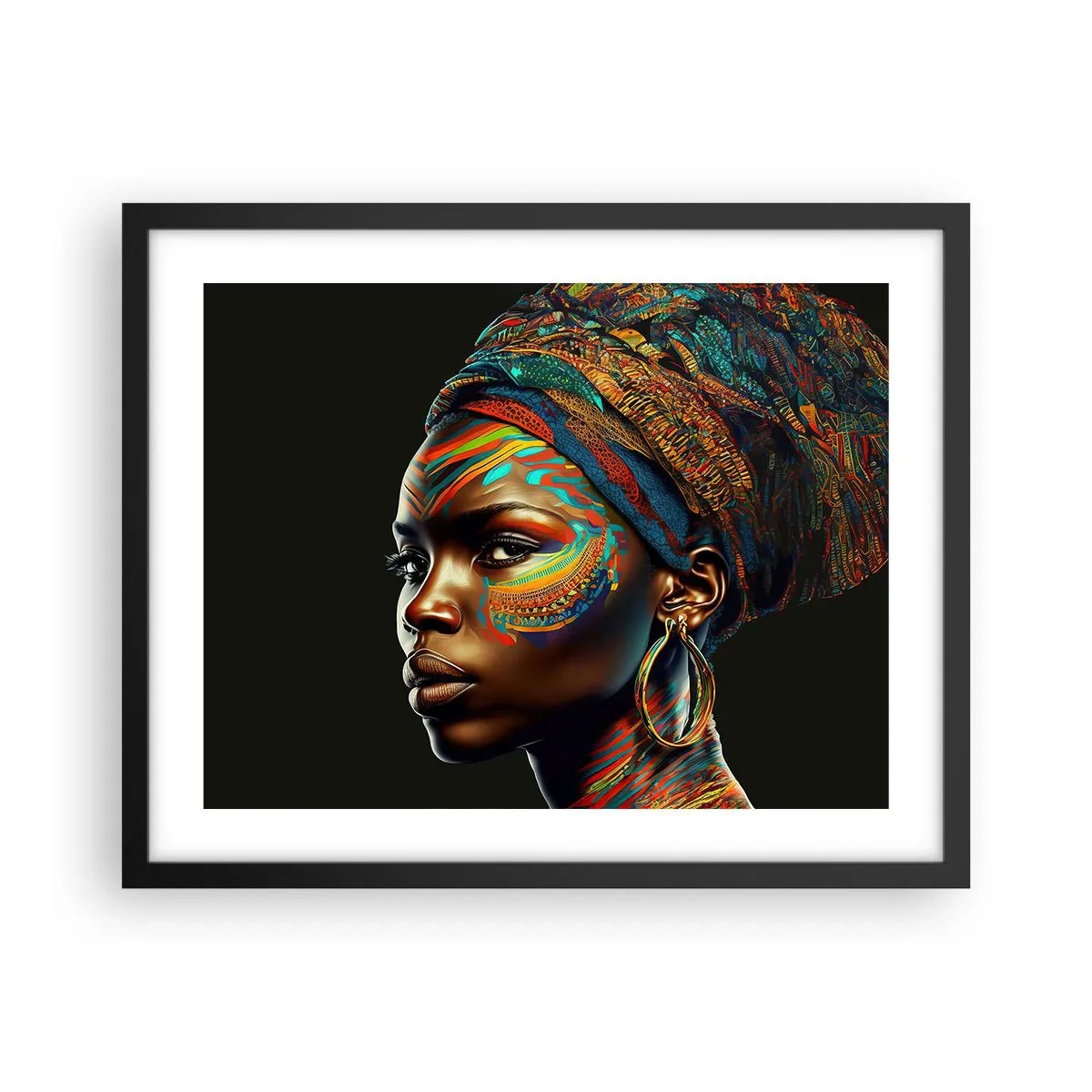 Poster in een zwarte lijst - Afrikaanse koningin - 50x40 cm