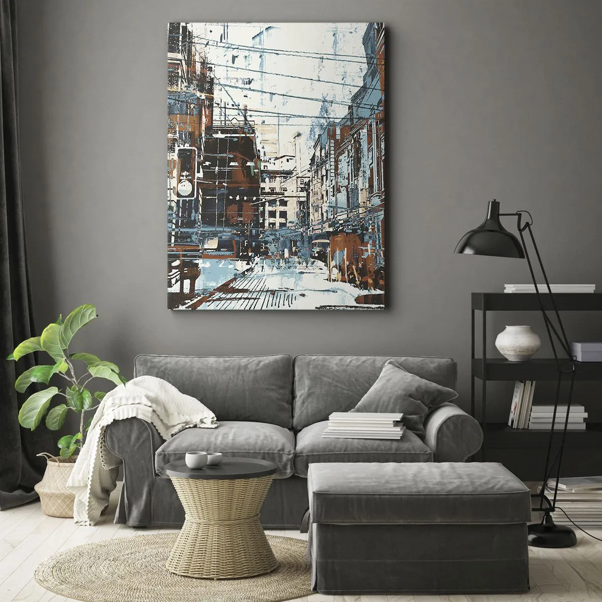 Schilderen op canvas - Een versleten stadspad - 45x80 cm