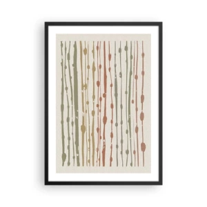 Poster in een zwarte lijst - Abstracte verticale lijnen in natuurlijke tinten - 50x70cm - Muzieknotatie van kleuren - Moderne wanddecoratie voor woonkamer en slaapkamer ARTTOR