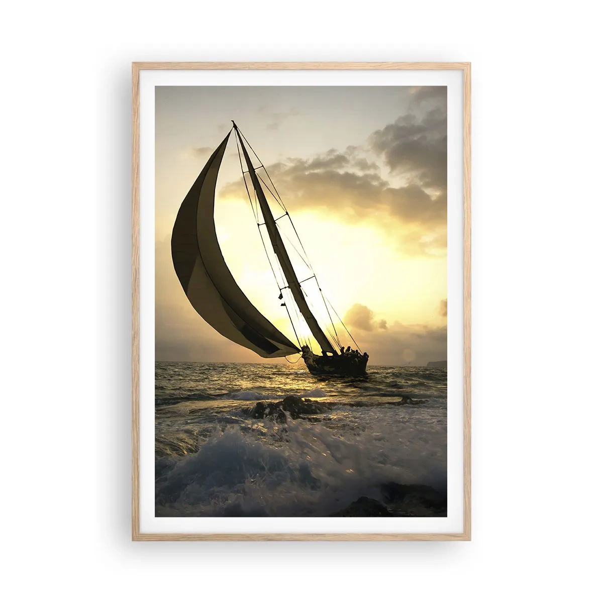 Een poster in een licht eiken lijst - Met de wind en tegen de wind - 70x100 cm